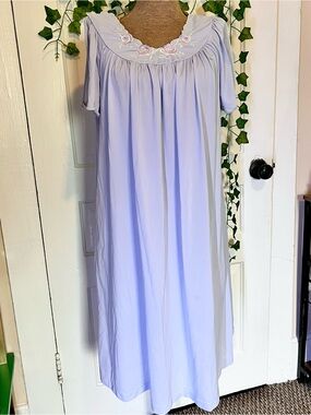 Shadowline Nightgown Lilac Embroidered Yoke Women's Petals